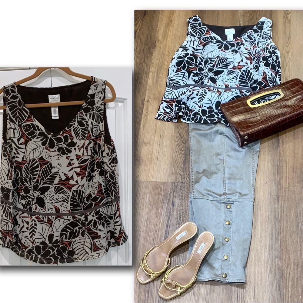 Emma James Leaf Print Sleeveless Top